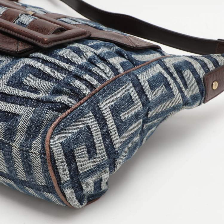 Pre Owned Givenchy Blue/Brown Fabric and Leather Shoulder Bag