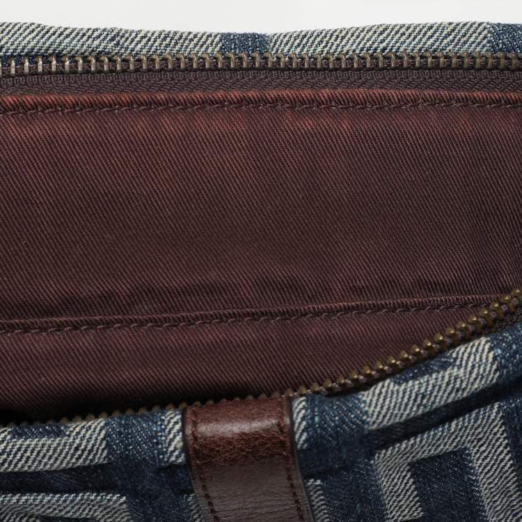 Pre Owned Givenchy Blue/Brown Fabric and Leather Shoulder Bag