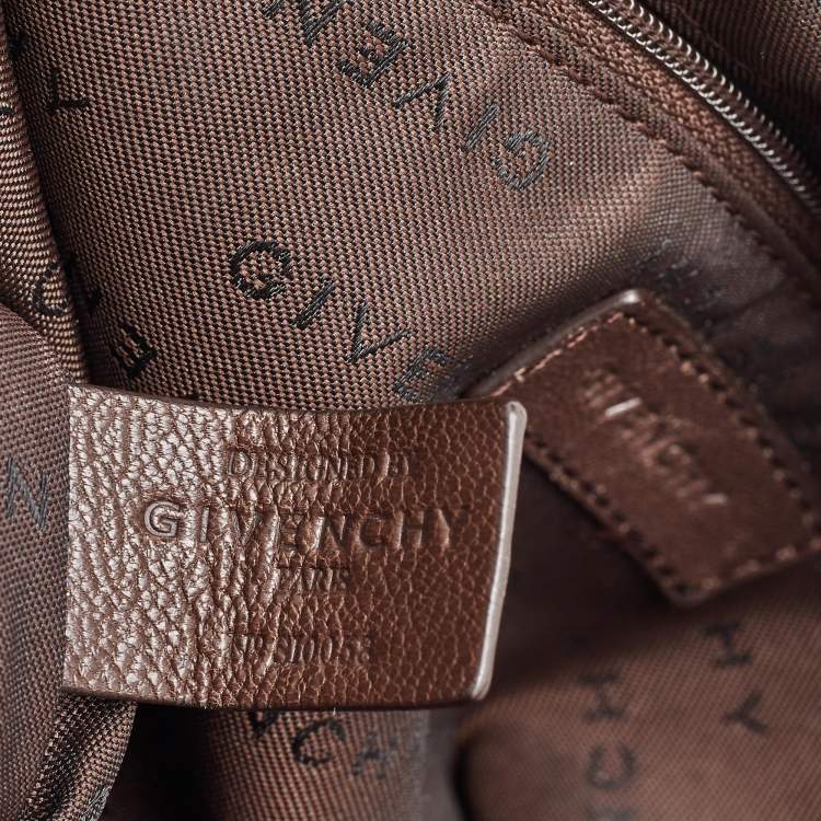 Pre Owned Givenchy Brown/Beige Monogram Canvas and Leather Double Zip Tote