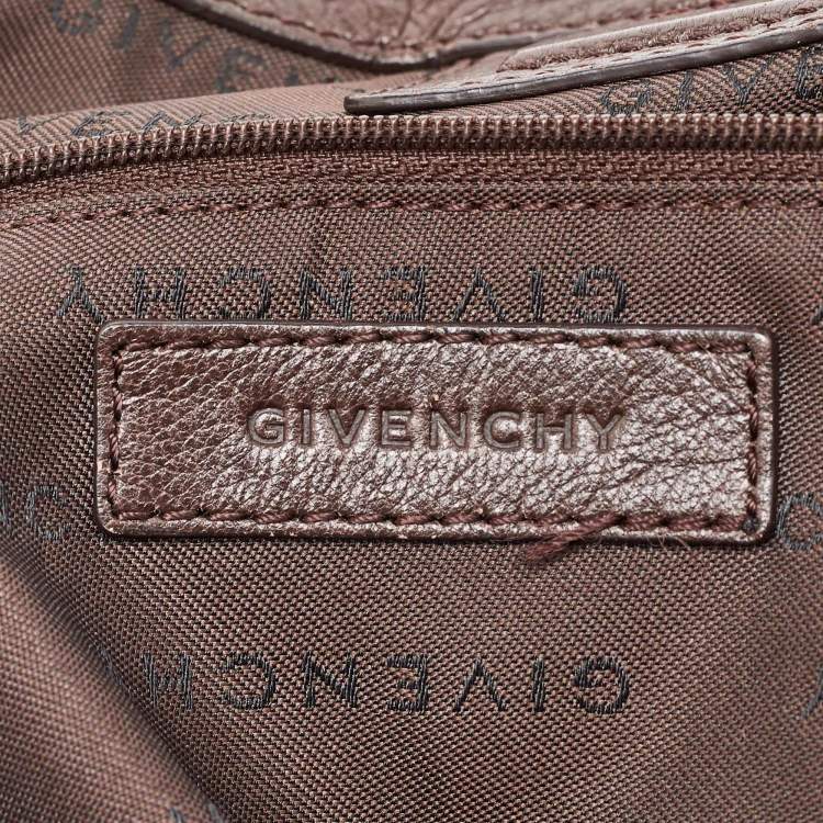 Pre Owned Givenchy Brown/Beige Monogram Canvas and Leather Double Zip Tote