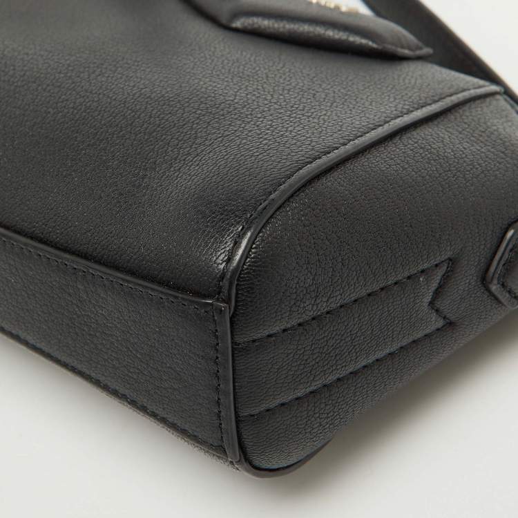 Pre Owned Givenchy Black Leather Micro Antigona Shoulder Bag