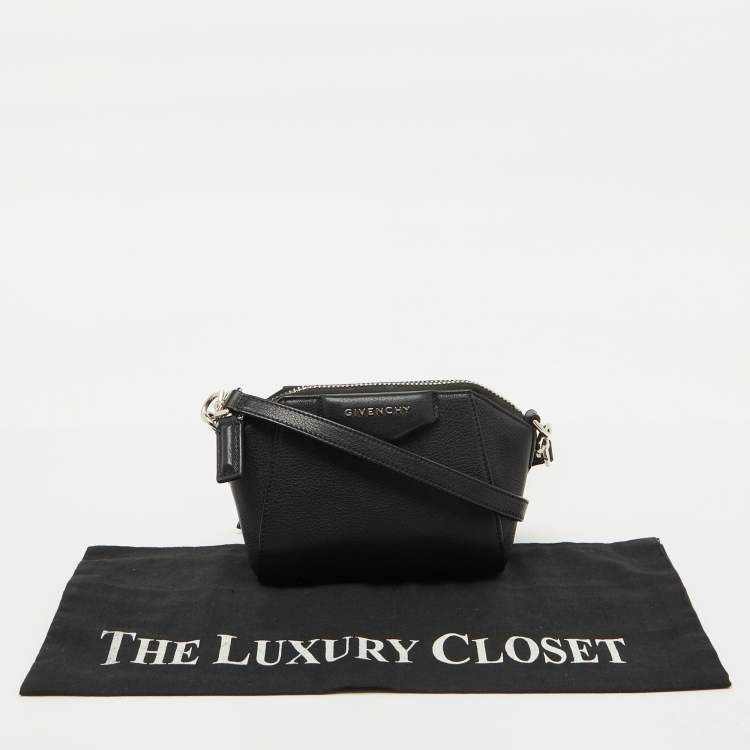 Pre Owned Givenchy Black Leather Micro Antigona Shoulder Bag