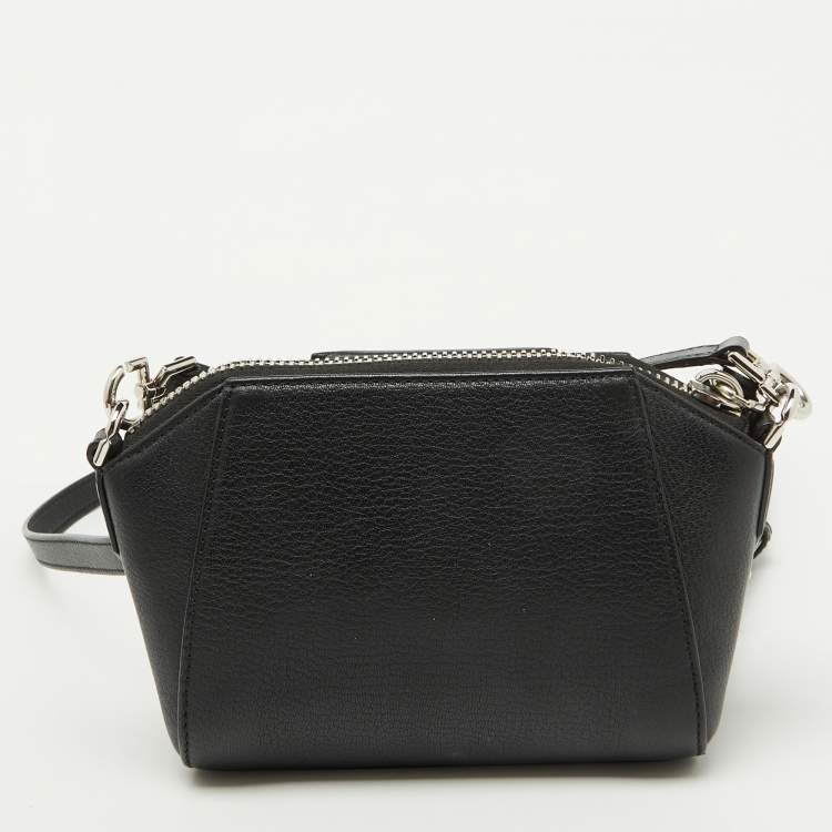 Pre Owned Givenchy Black Leather Micro Antigona Shoulder Bag