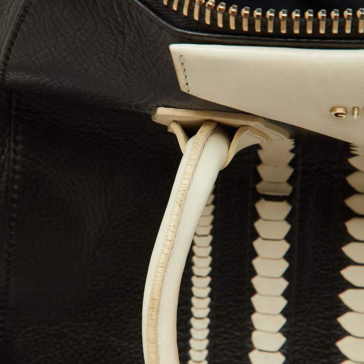 Pre Owned Givenchy Black/White Leather Medium Antigona Satchel