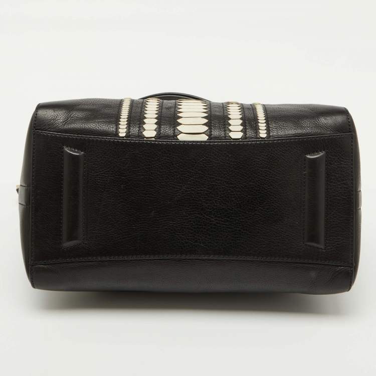 Pre Owned Givenchy Black/White Leather Medium Antigona Satchel