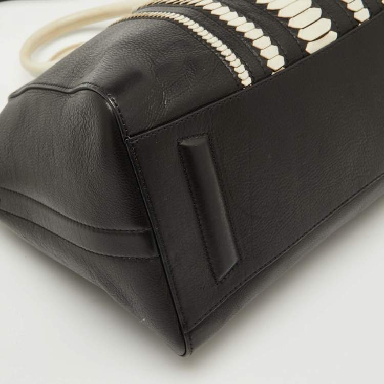 Pre Owned Givenchy Black/White Leather Medium Antigona Satchel