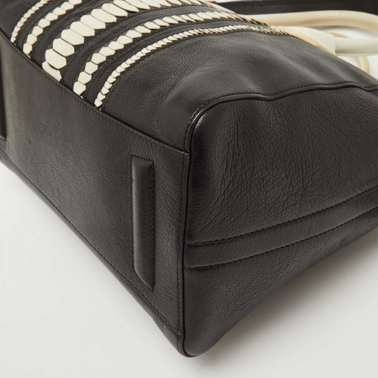 Pre Owned Givenchy Black/White Leather Medium Antigona Satchel