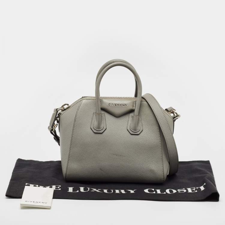 Pre Owned Givenchy Grey Leather Mini Antigona Satchel