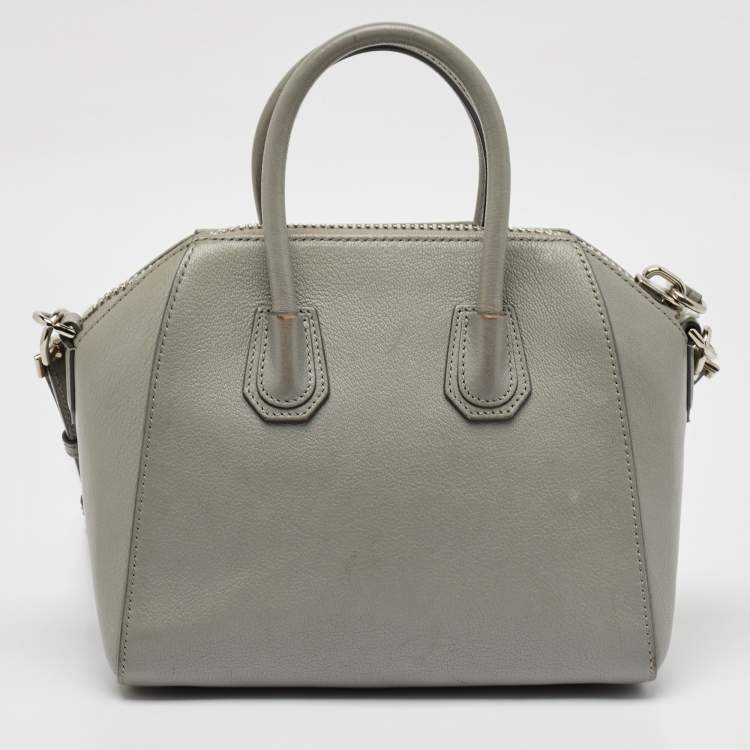 Pre Owned Givenchy Grey Leather Mini Antigona Satchel