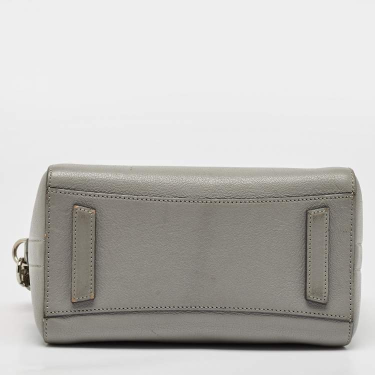 Pre Owned Givenchy Grey Leather Mini Antigona Satchel