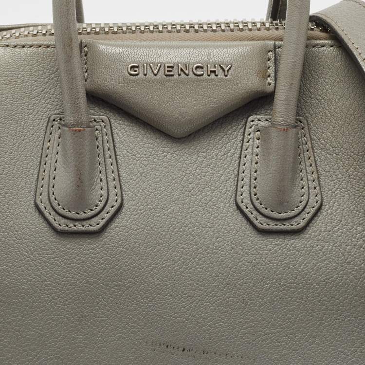 Pre Owned Givenchy Grey Leather Mini Antigona Satchel