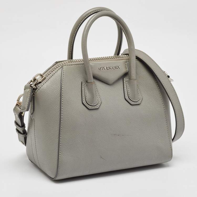 Pre Owned Givenchy Grey Leather Mini Antigona Satchel