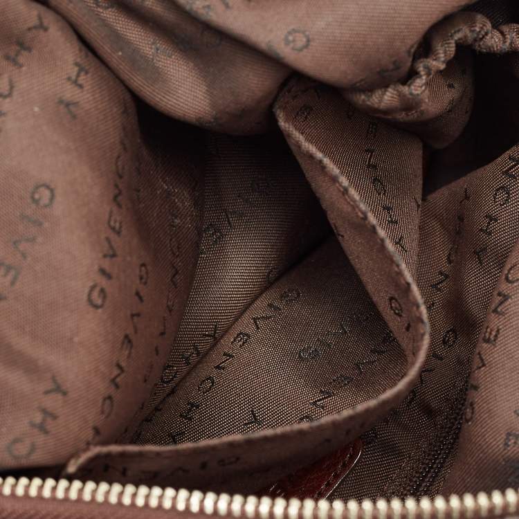 Pre Owned Givenchy Brown/Olive Green Monogram Nylon and Leather Shoulder Bag