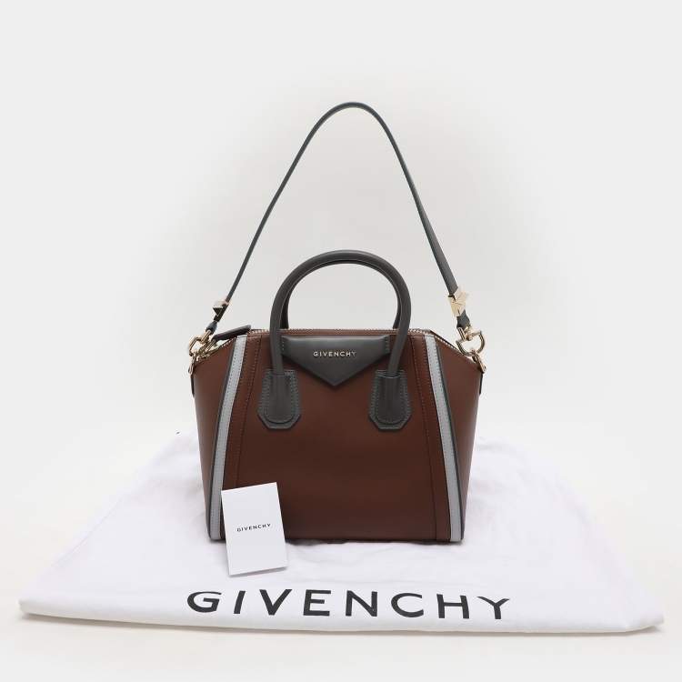 Pre Owned Givenchy Brown/Grey Leather Small Antigona Satchel