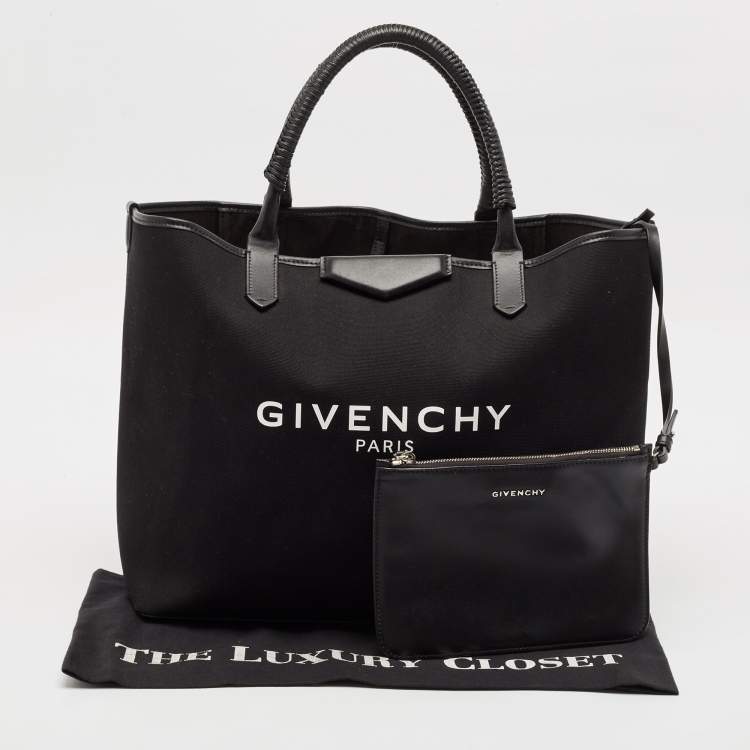 Pre Owned Givenchy Black Canvas and Leather Antigona Shopper Tote