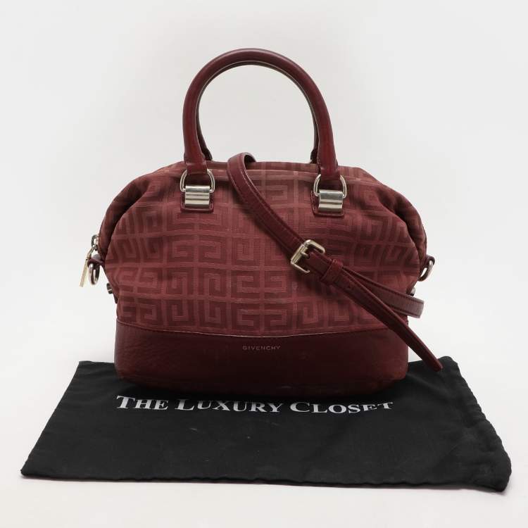 Pre Owned Givenchy Burgundy Canvas and Leather Satchel
