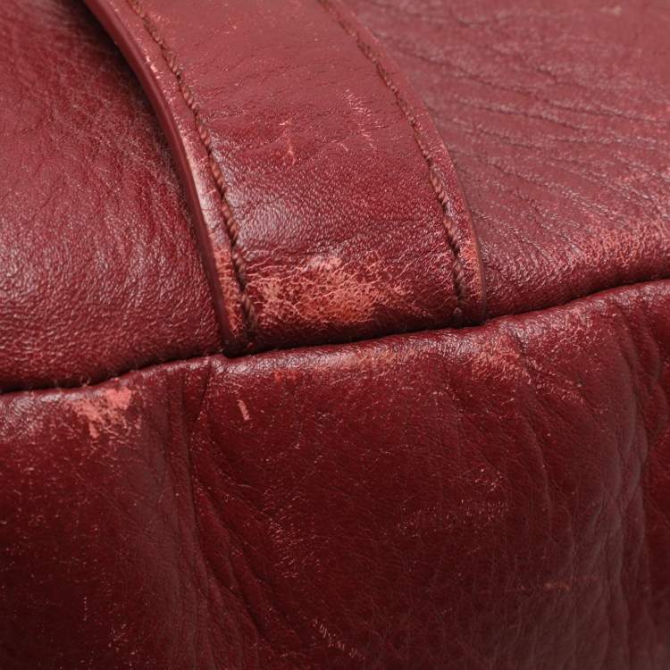 Pre Owned Givenchy Burgundy Canvas and Leather Satchel