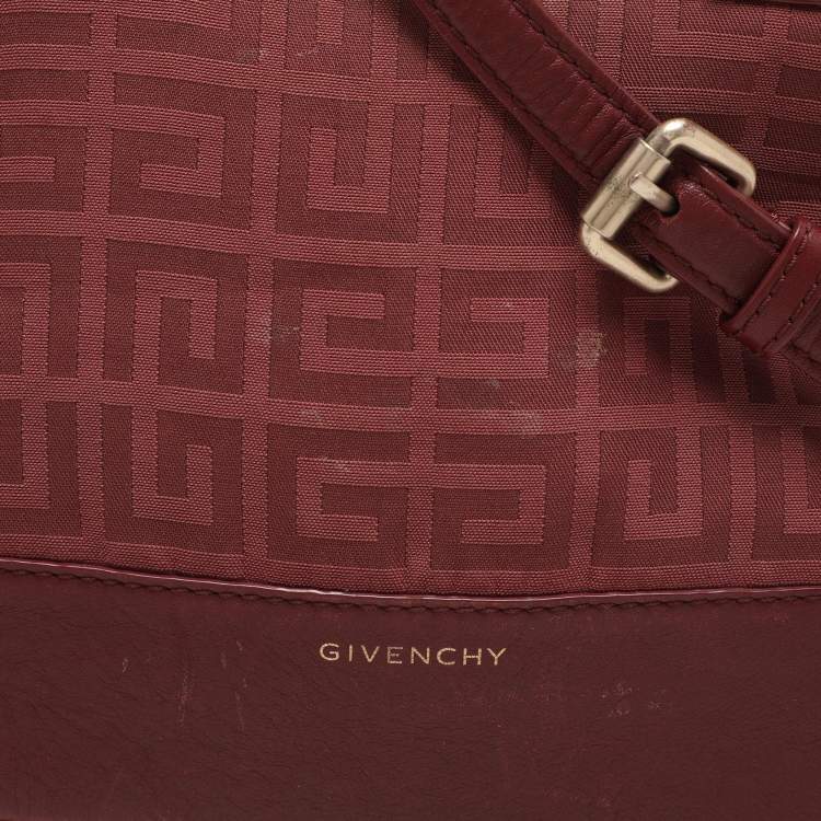 Pre Owned Givenchy Burgundy Canvas and Leather Satchel