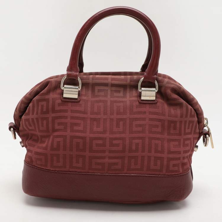 Pre Owned Givenchy Burgundy Canvas and Leather Satchel