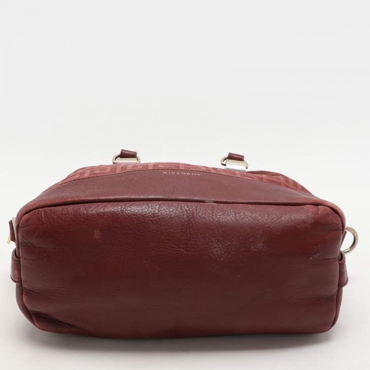 Pre Owned Givenchy Burgundy Canvas and Leather Satchel