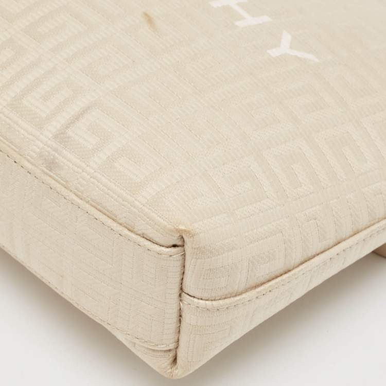 Pre Owned Givenchy Beige Monogram Coated Canvas Logo Detail 4G Pouch