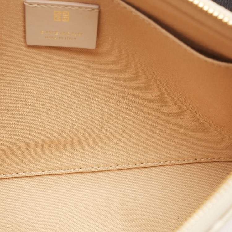 Pre Owned Givenchy Beige Monogram Coated Canvas Logo Detail 4G Pouch