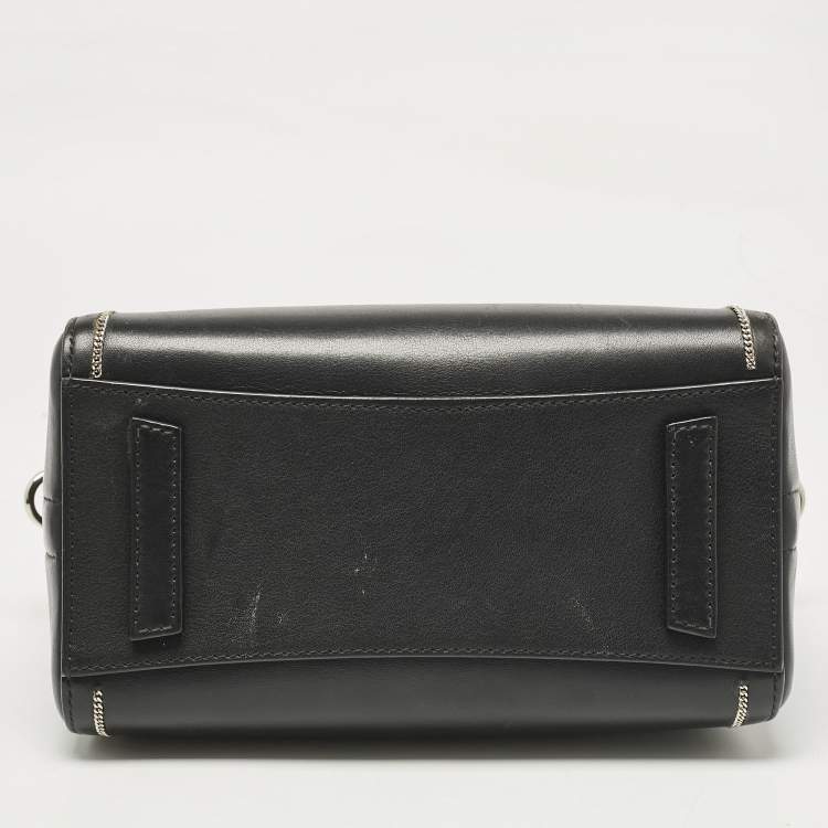 Pre Owned Givenchy Black Leather Mini Chain Embellished Antigona Satchel