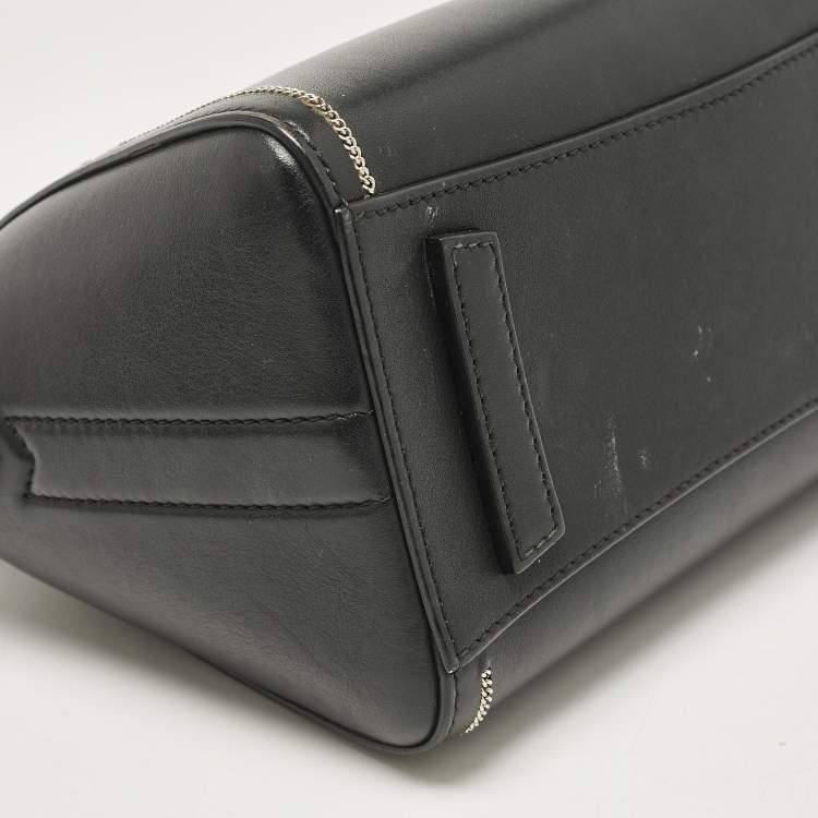 Pre Owned Givenchy Black Leather Mini Chain Embellished Antigona Satchel