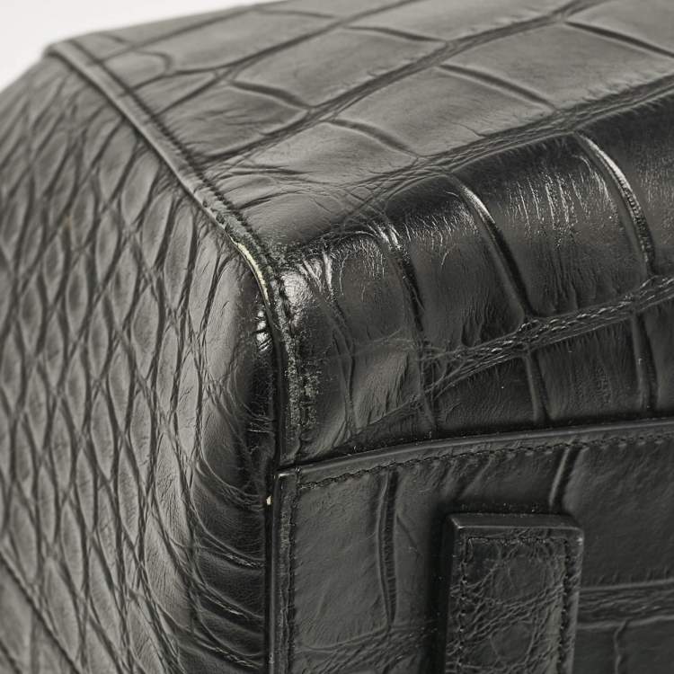 Pre Owned Givenchy Black Croc Embossed Leather Medium Antigona Satchel