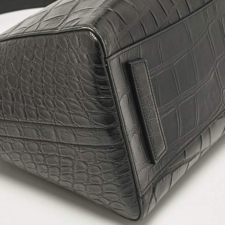 Pre Owned Givenchy Black Croc Embossed Leather Medium Antigona Satchel