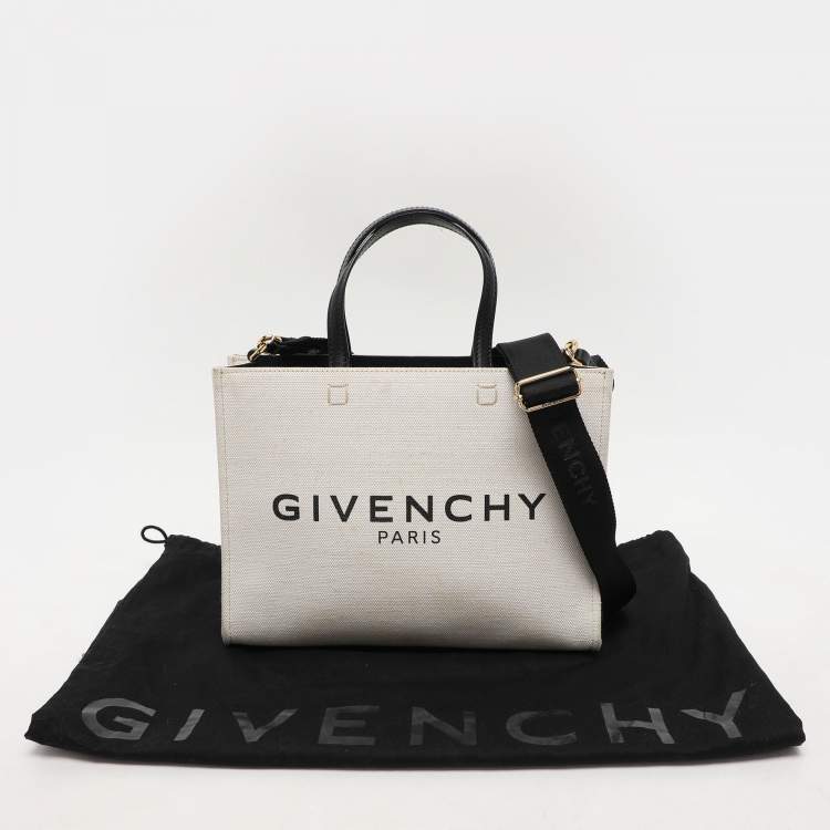 Pre Owned Givenchy White Canvas Small G Tote