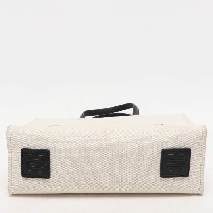 Pre Owned Givenchy White Canvas Small G Tote