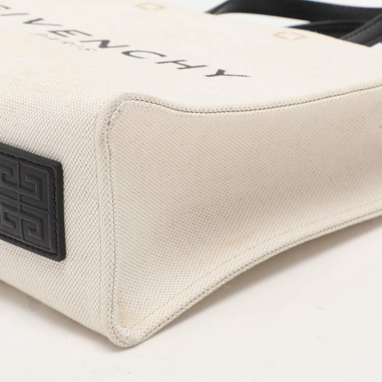 Pre Owned Givenchy White Canvas Small G Tote