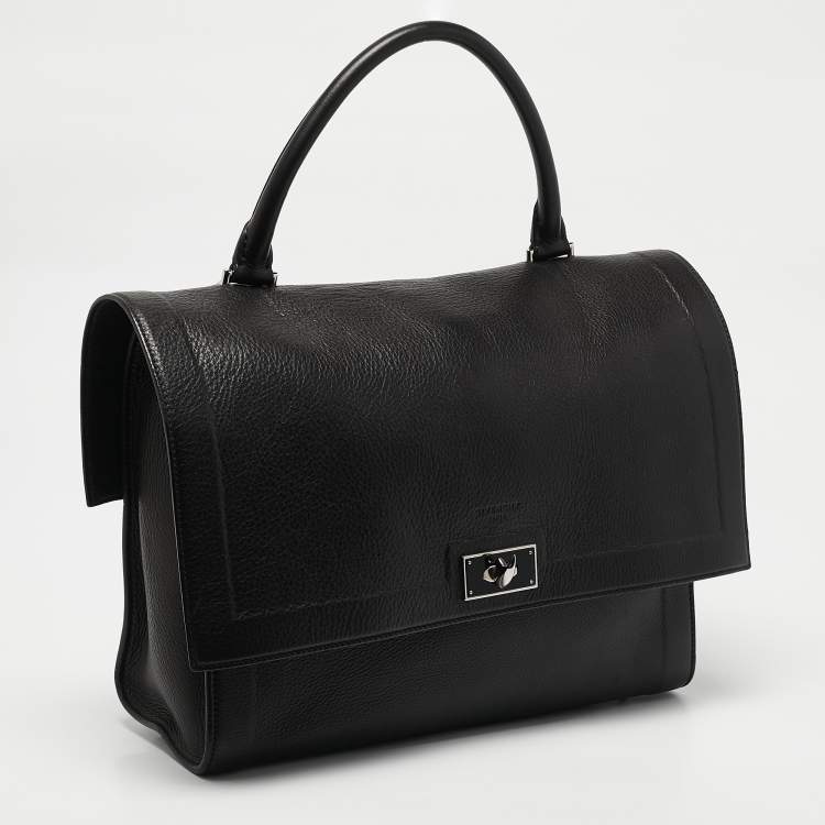 Pre Owned Givenchy Black Leather Shark Tooth Top Handle Bag