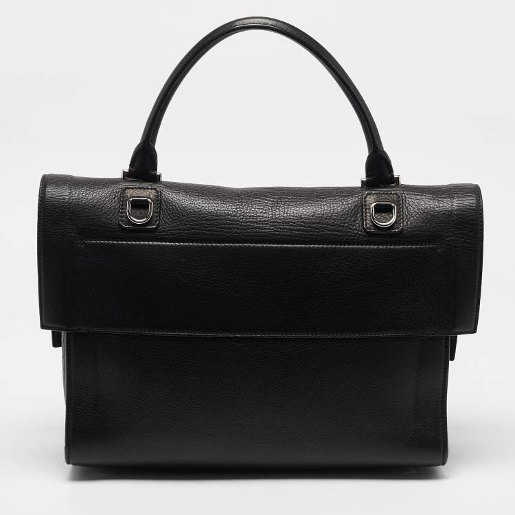 Pre Owned Givenchy Black Leather Shark Tooth Top Handle Bag