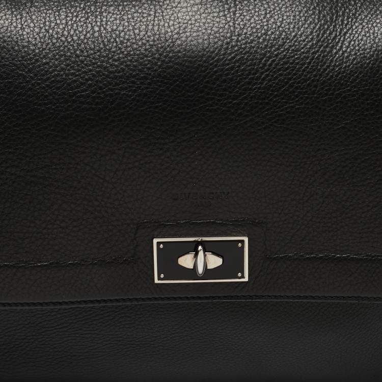 Pre Owned Givenchy Black Leather Shark Tooth Top Handle Bag