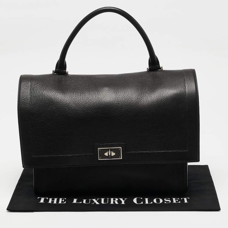 Pre Owned Givenchy Black Leather Shark Tooth Top Handle Bag