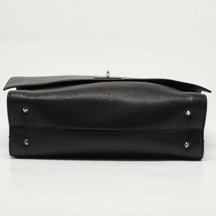 Pre Owned Givenchy Black Leather Shark Tooth Top Handle Bag