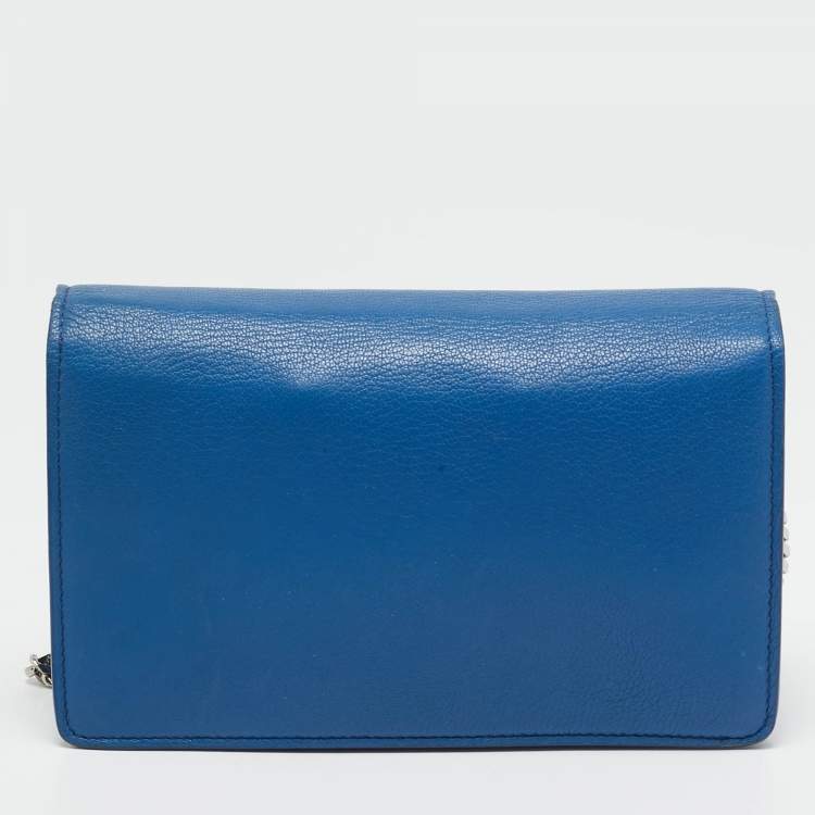 Pre Owned Givenchy Blue Leather Pandora Wallet on Chain
