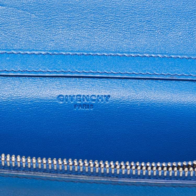 Pre Owned Givenchy Blue Leather Pandora Wallet on Chain