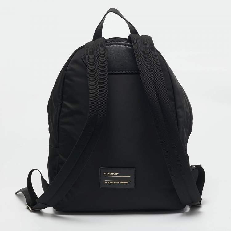 Pre Owned Givenchy Black Leather and Nylon Lion Print Backpack