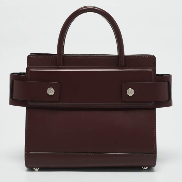 Pre Owned Givenchy Burgundy Leather Mini Horizon Top Handle Bag