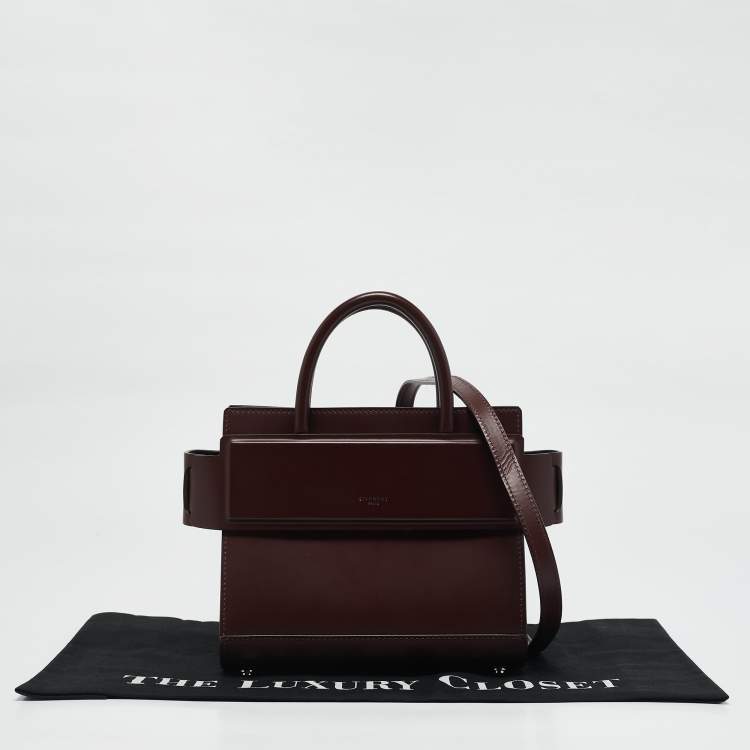 Pre Owned Givenchy Burgundy Leather Mini Horizon Top Handle Bag