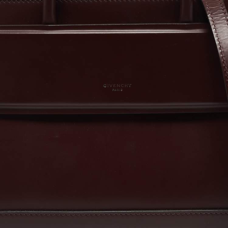 Pre Owned Givenchy Burgundy Leather Mini Horizon Top Handle Bag