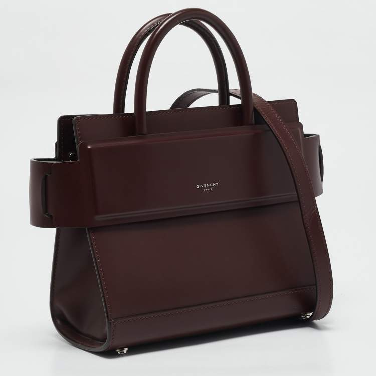 Pre Owned Givenchy Burgundy Leather Mini Horizon Top Handle Bag
