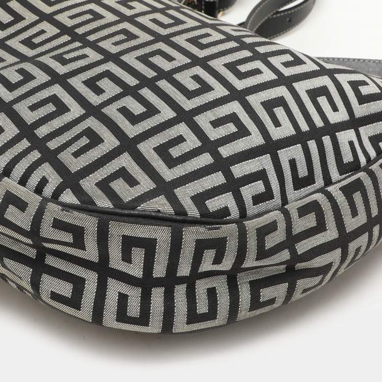 Pre Owned Givenchy Grey/Black Monogram Canvas and Leather Hobo