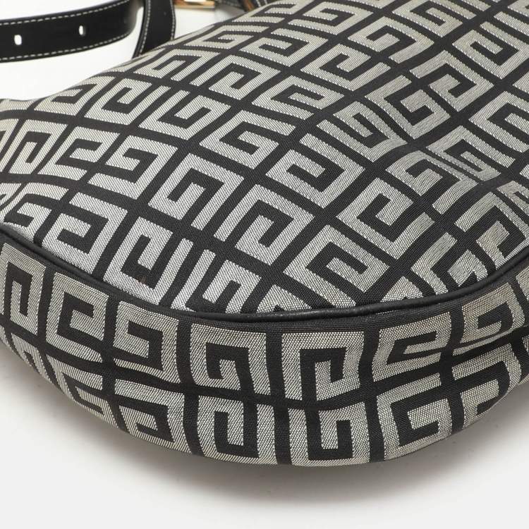 Pre Owned Givenchy Grey/Black Monogram Canvas and Leather Hobo