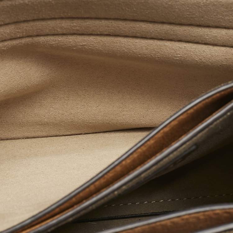 Pre Owned Givenchy Brown/Orange Leather and Suede Small GV3 Shoulder Bag