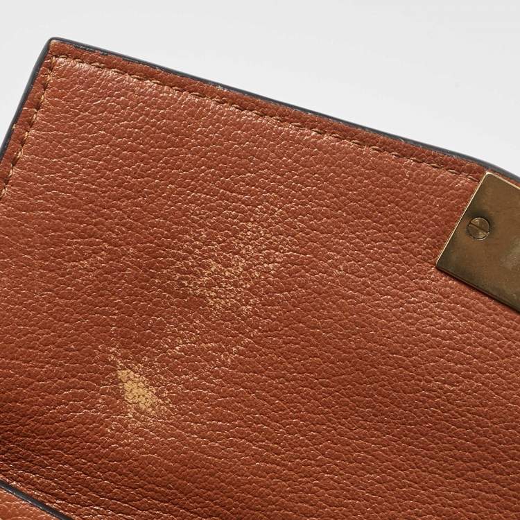 Pre Owned Givenchy Brown/Orange Leather and Suede Small GV3 Shoulder Bag