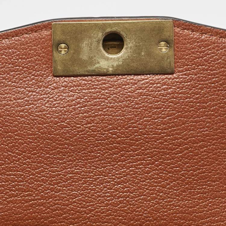 Pre Owned Givenchy Brown/Orange Leather and Suede Small GV3 Shoulder Bag